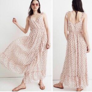MADEWELL Ruffle Strap wrap dress In inkspot dots Sz.8 NWT